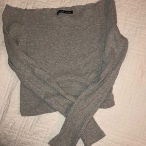 off the shoulder grey long sleeve